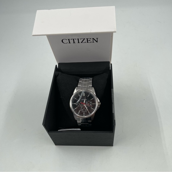 NIB Citizen Men’s Stainless Steel Quartz Chronograph Black Dial Watch AG8340-58E - Picture 7 of 8